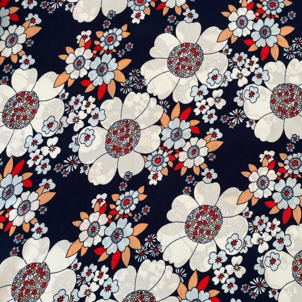 Retro floral print scoop neckline sheer top - Picture 3 of 3